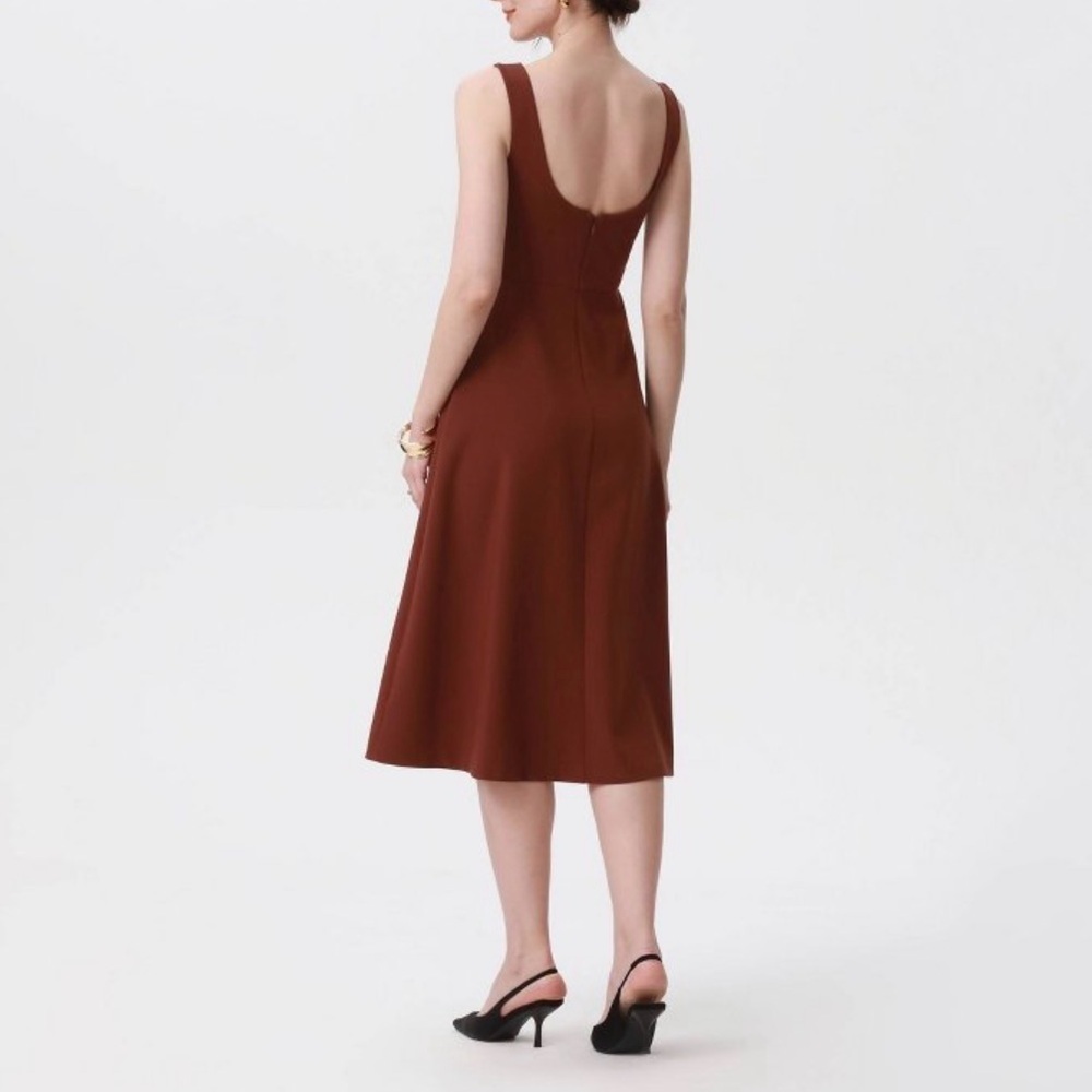 NWT | Sleeveless Tailored Midi Dress w/ Pockets | A New Day Mocha Brown | S - Picture 8 of 16